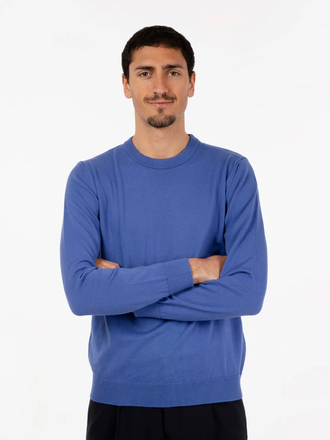 Maglia basica maniche lunghe bluette