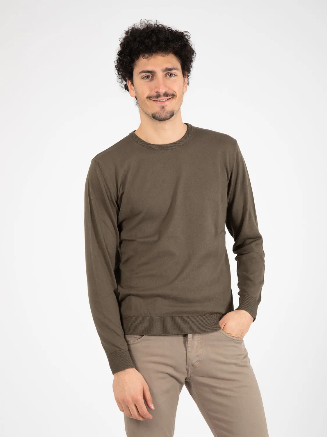 Maglione girocollo classico verde militare