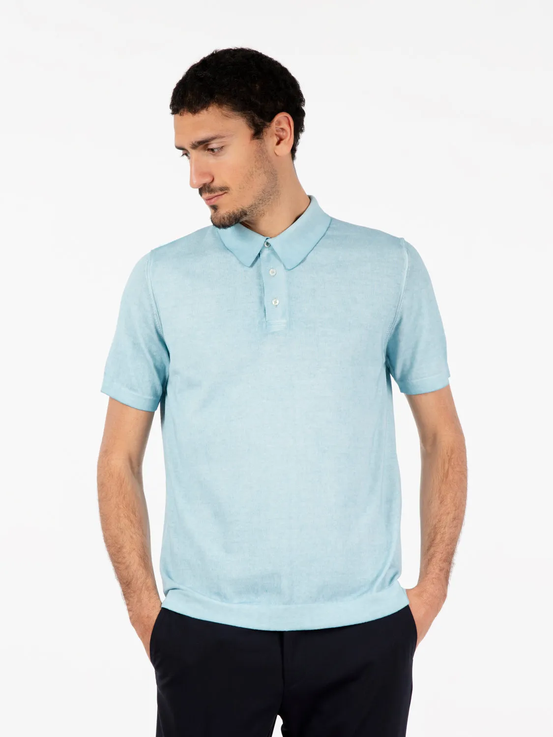 Polo in maglia a maniche corte azzurro
