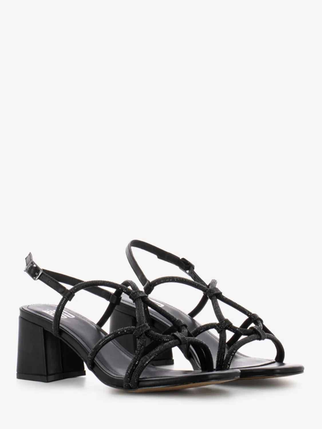 Sandali T.50 intreccio neri glitter