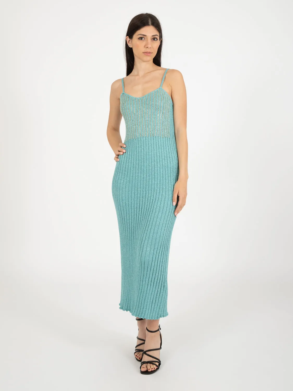 Abito con inserti in strass goutte lux