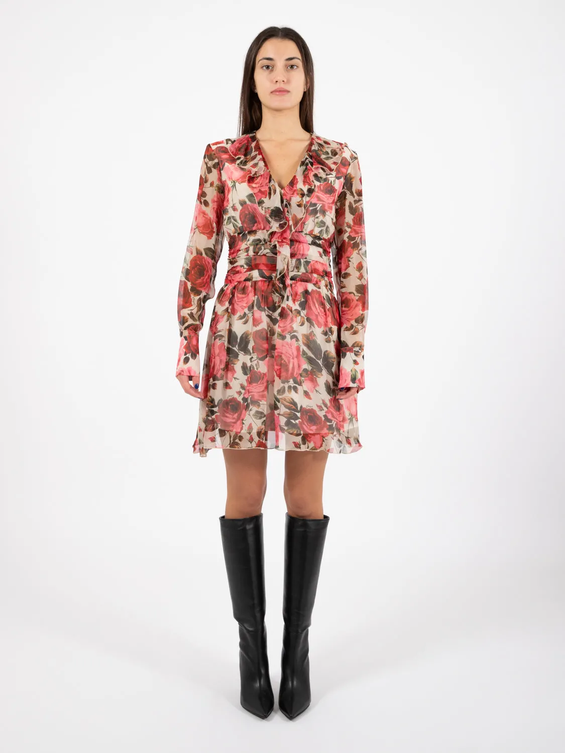 Abito corto deep roses multicolor