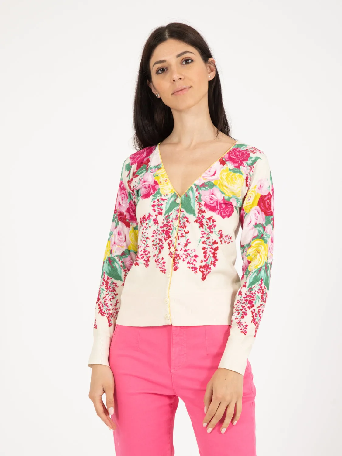 Cardigan painted flowers