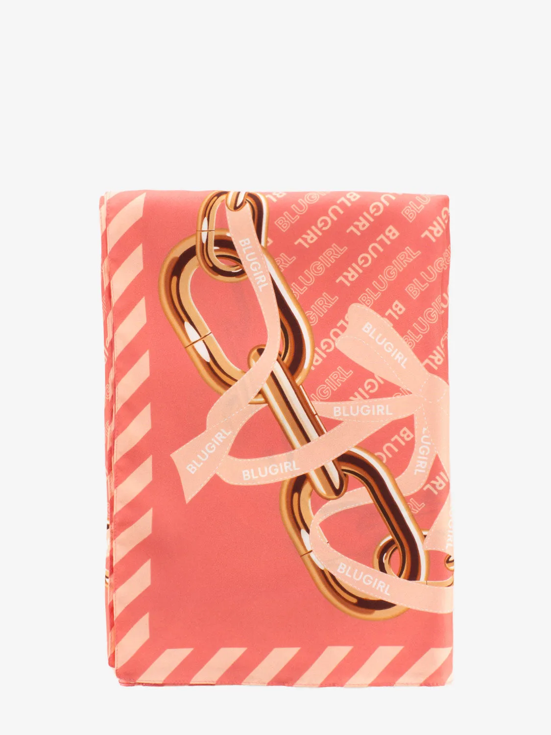 Foulard in seta con logo shell pink