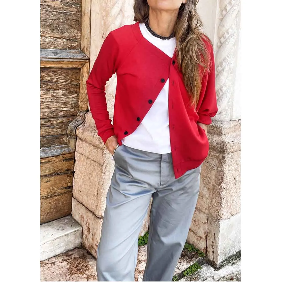 BOEME - Cardigan asimmetrico - COLORE ROSSO