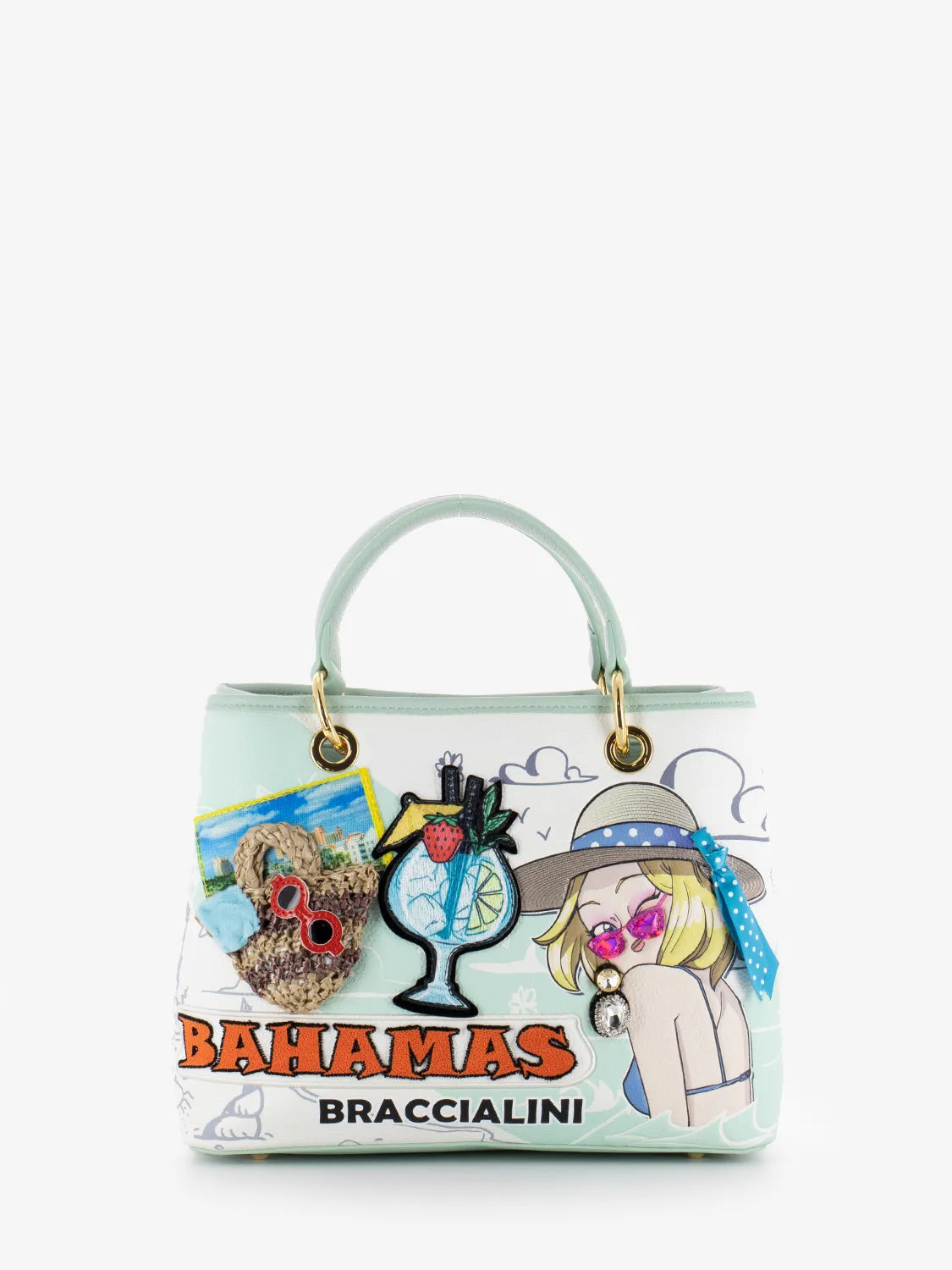 Borsa a mano Cartoline Bahamas multicolor