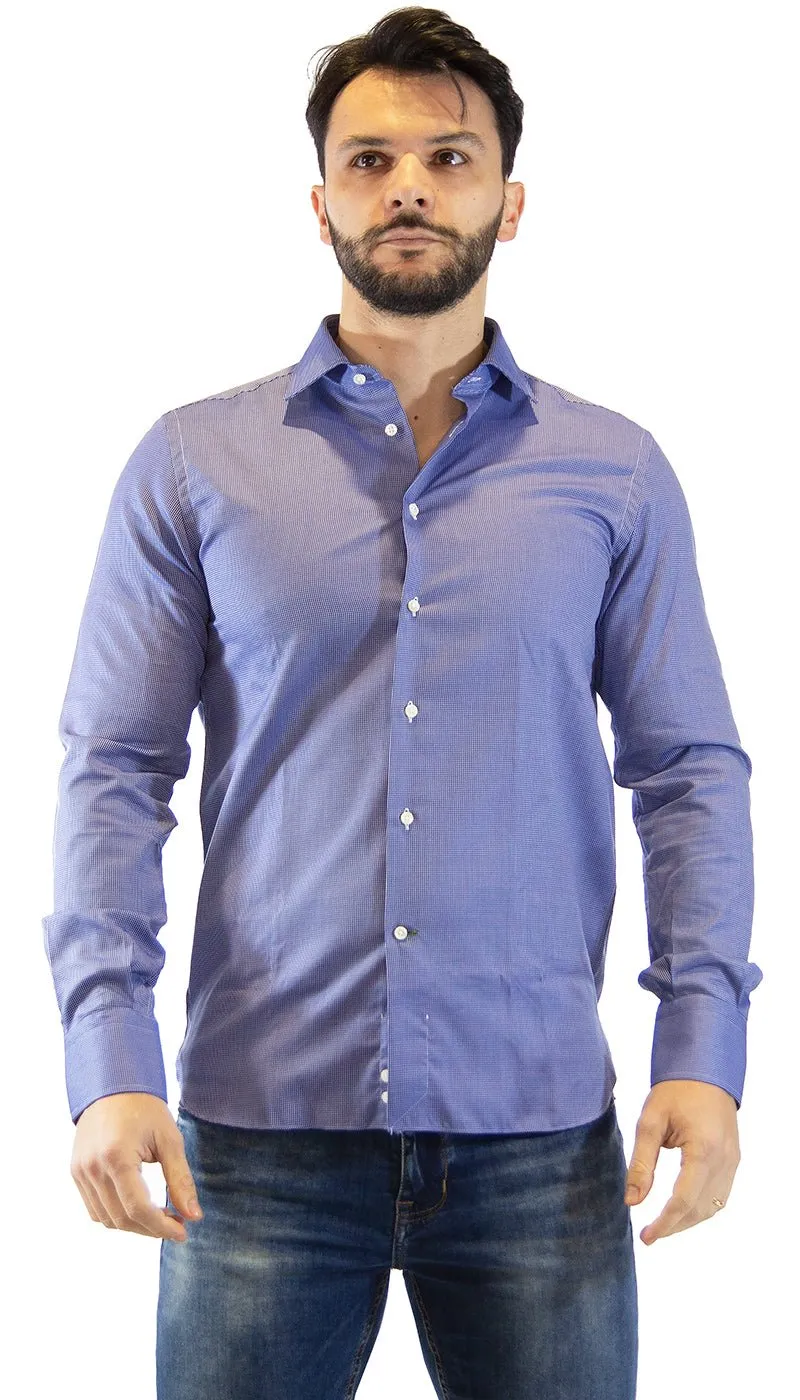 Brancaccio Camicia uomo blu microfantasia.