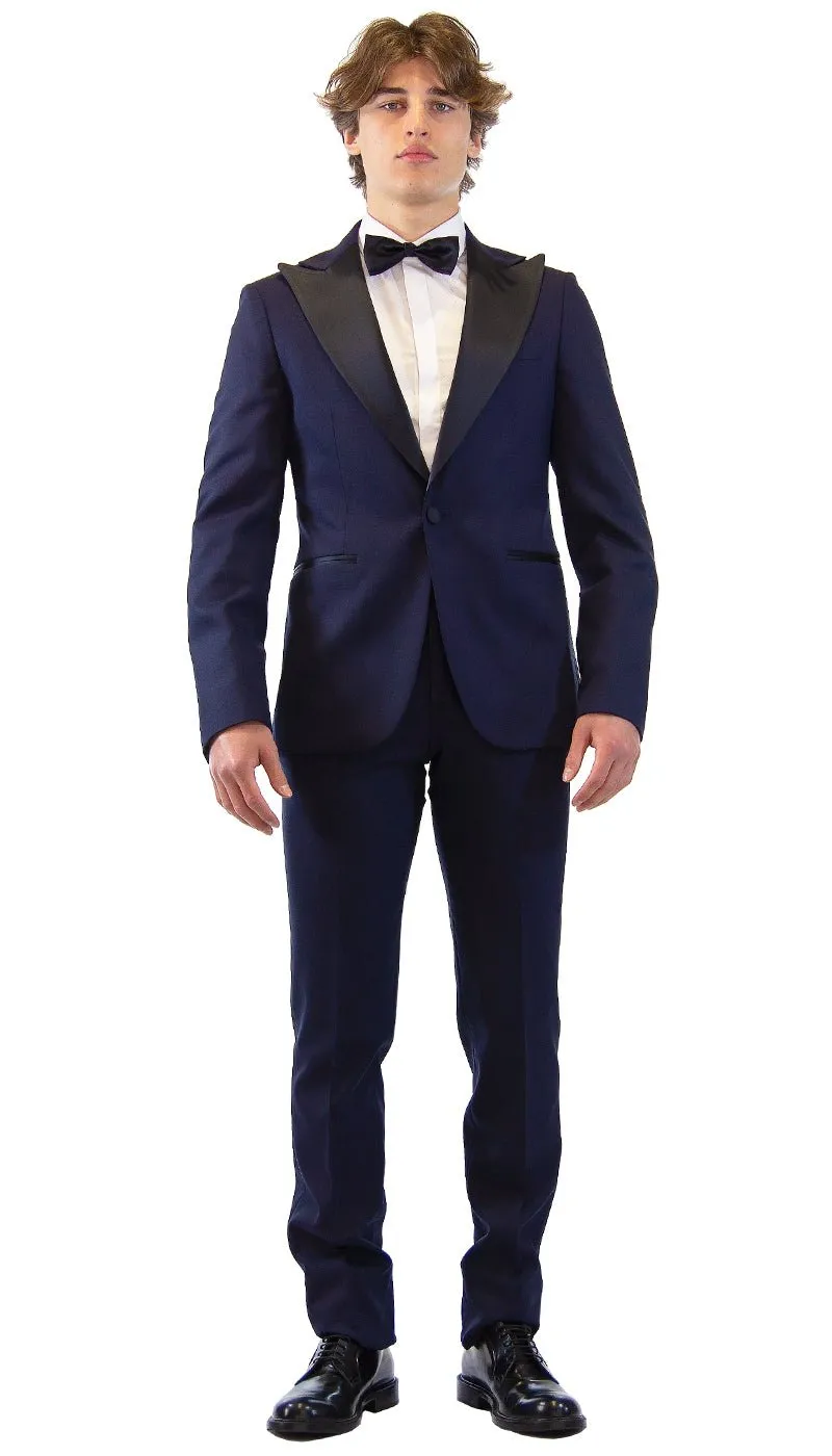 Brian Dales Abito smoking blu con revers a lance in raso. JK4277_GA240R