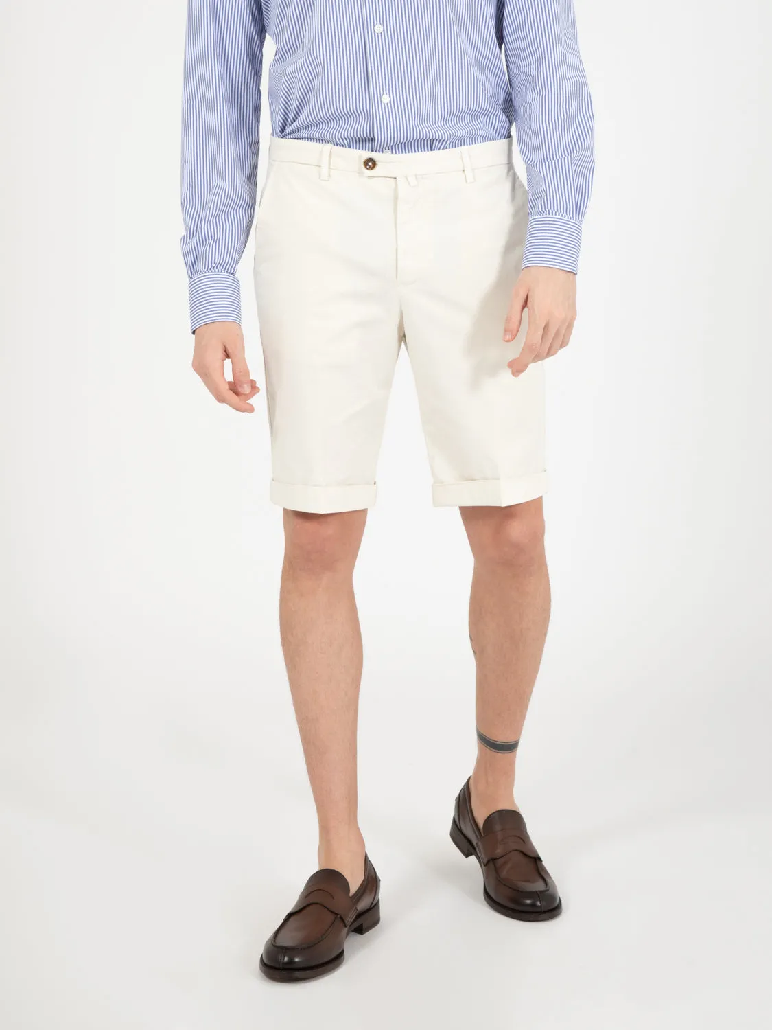 Bermuda in cotone panna