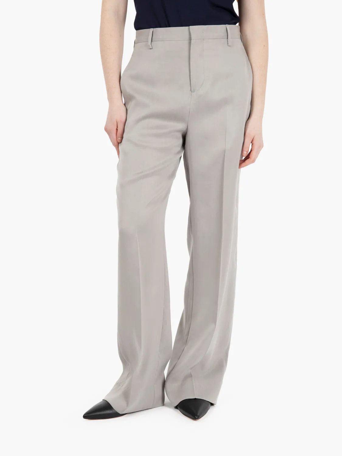 Pantalone a palazzo in tencel grigio