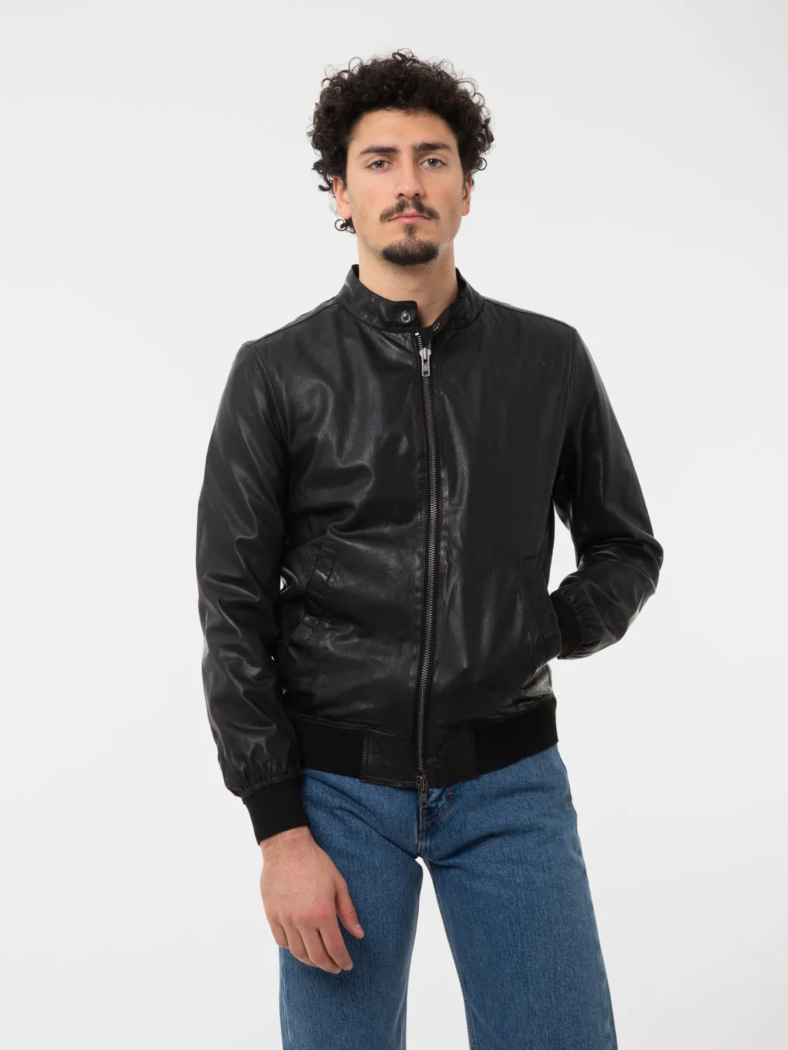 Bomber in nappa nero