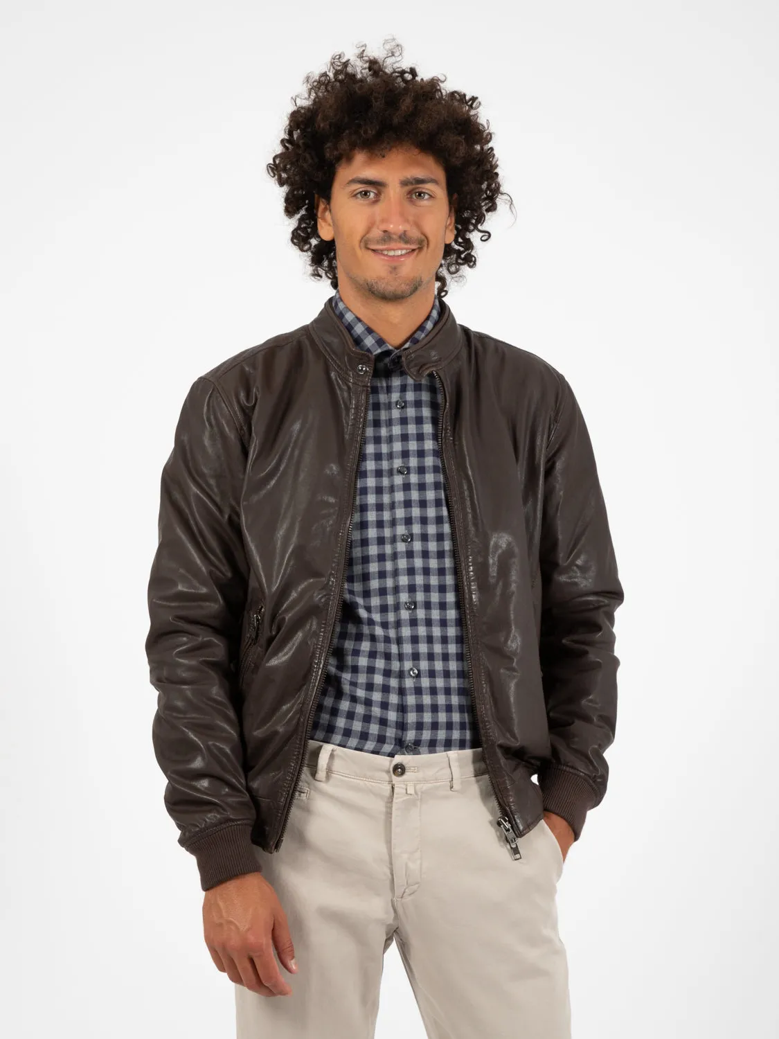 Bomber in pelle fondente