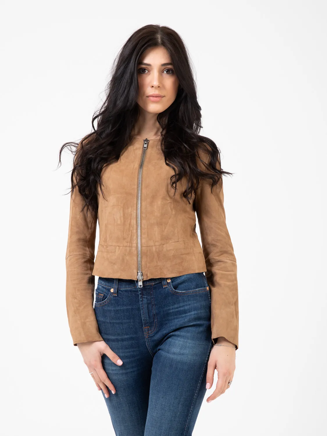 Giacca in camoscio daino