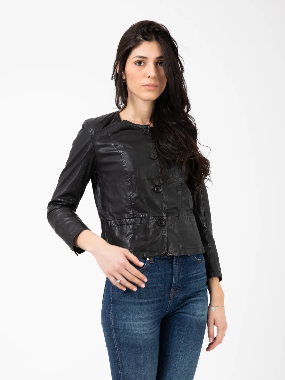 Giacca in nappa girocollo nero