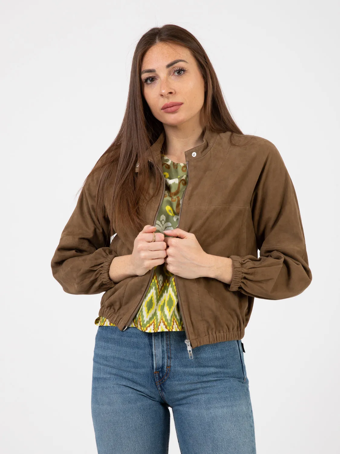 Giacche corte camoscio fungo