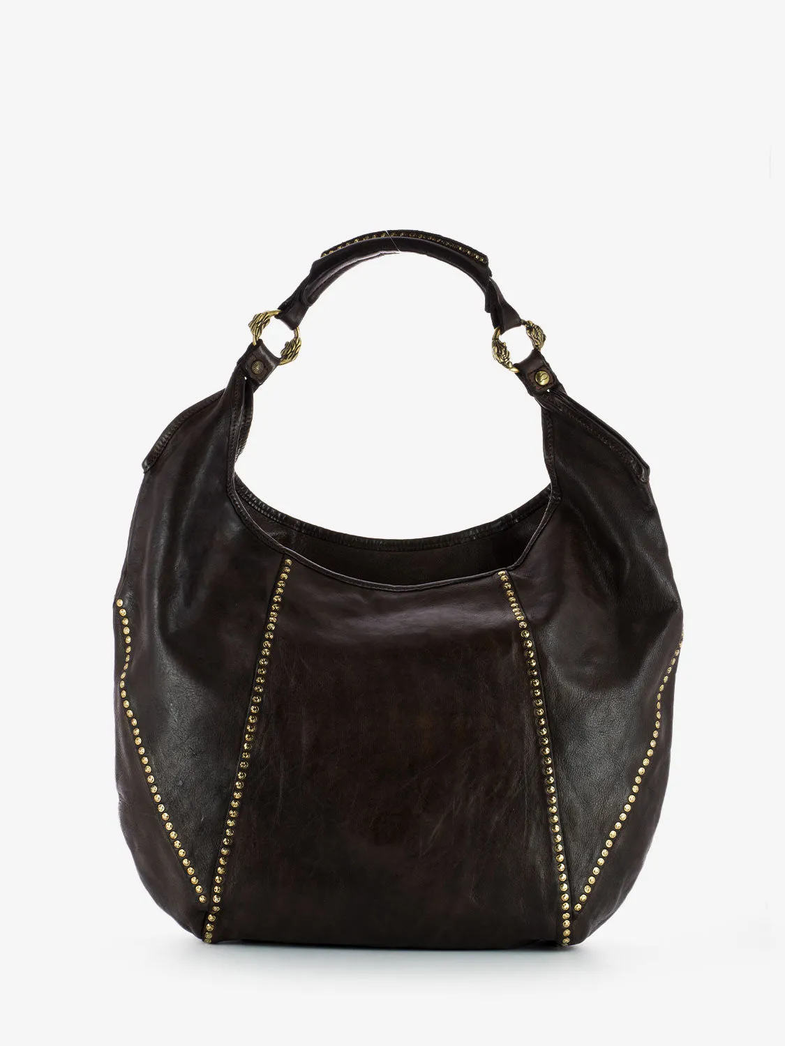 Borsa a spalla medium con rivetti moro