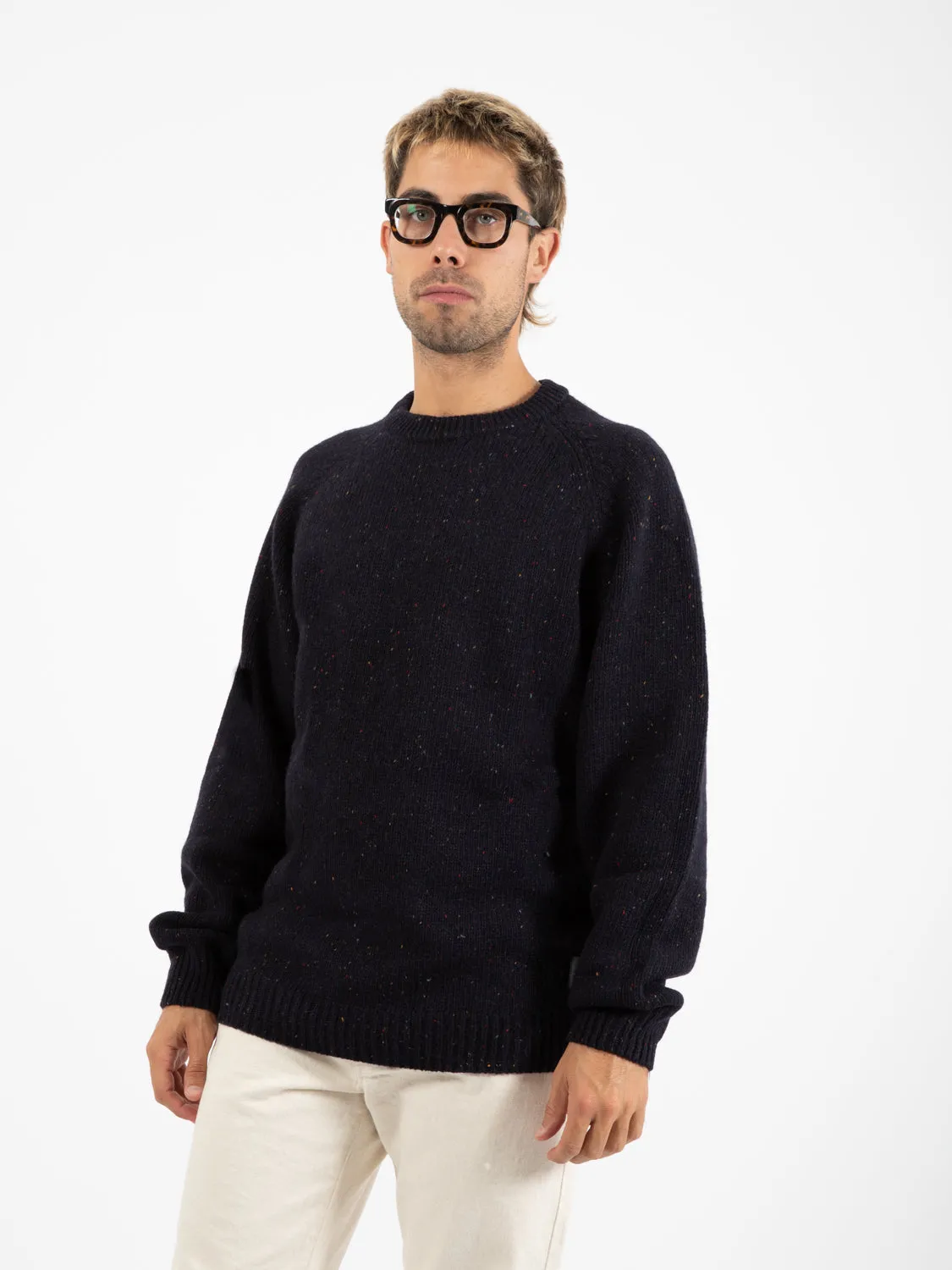 Anglistic Sweater Speckled Dark Navy