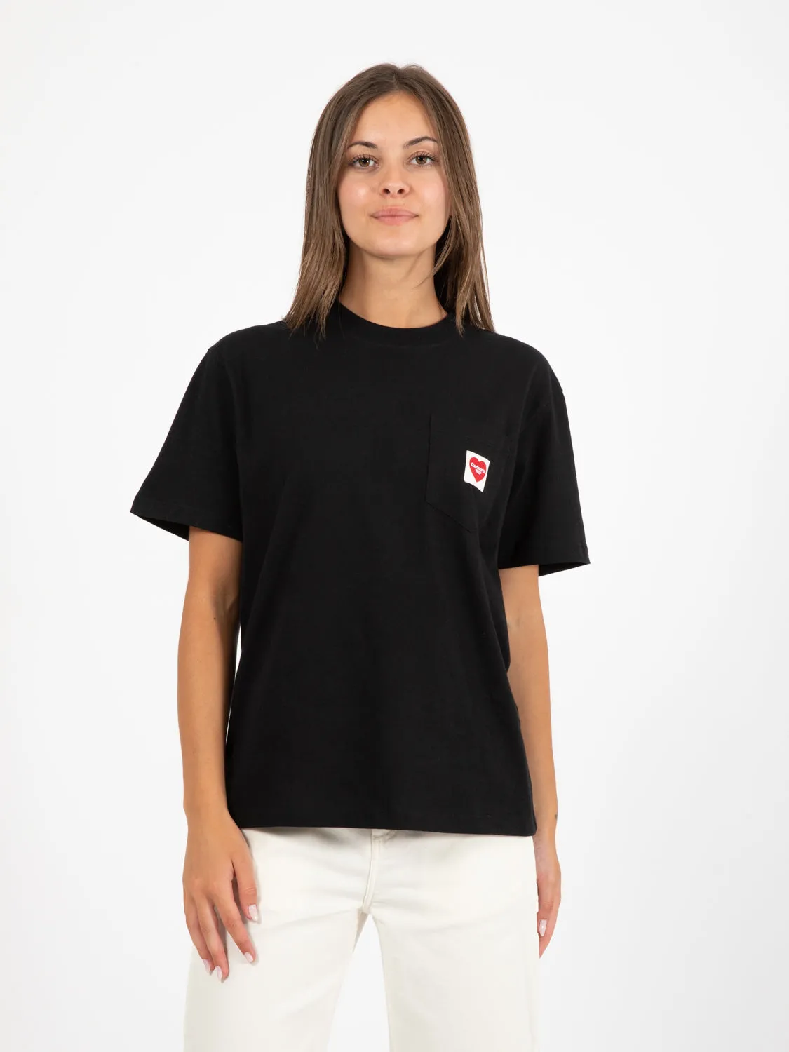 W' S/S pocket heart t-shirt black