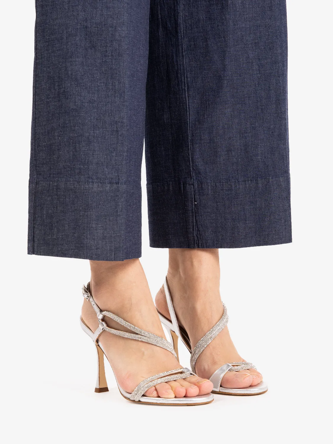 Sandalo gioiello con strass argento