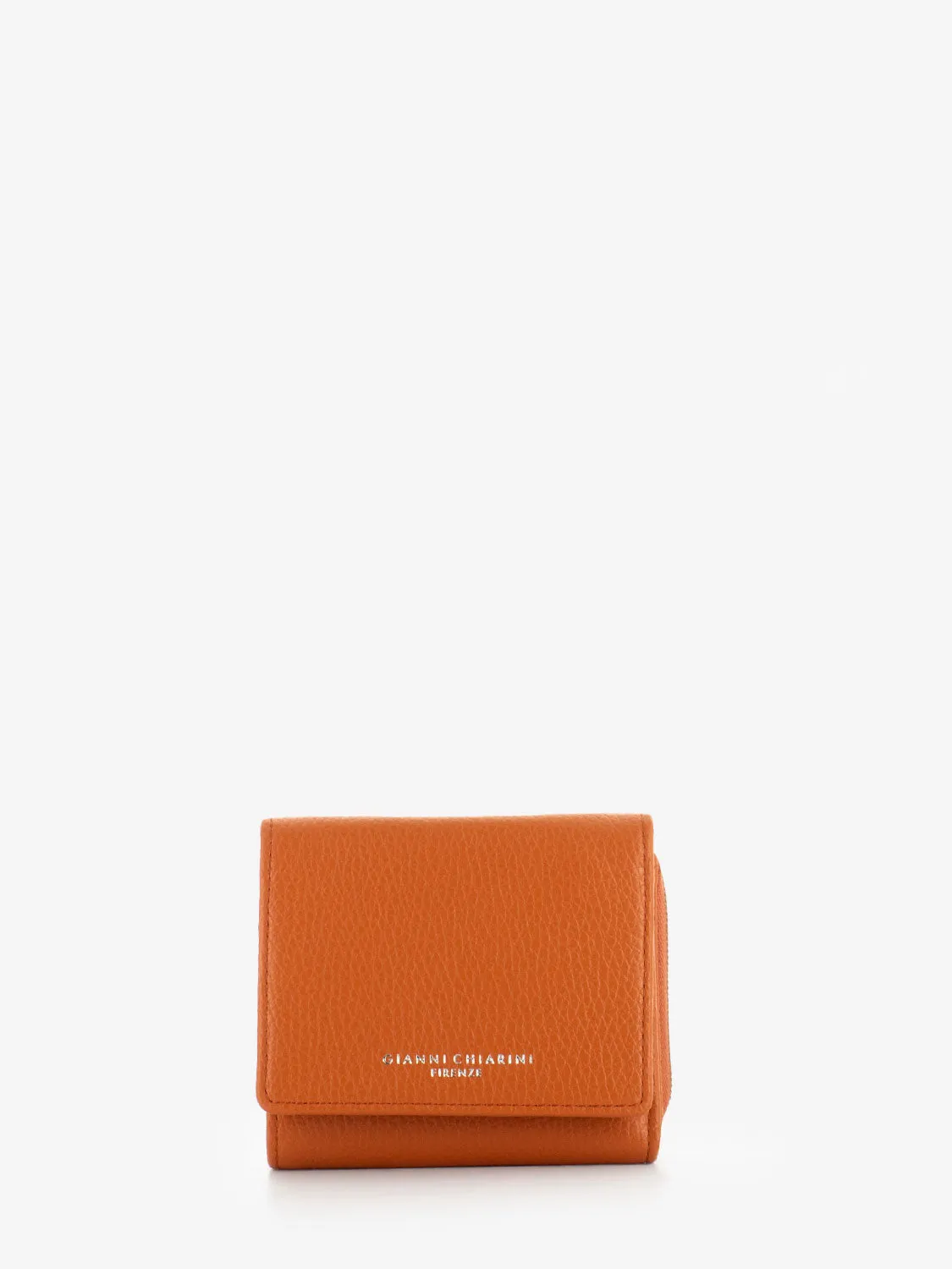 Portafoglio in pelle grain corallo