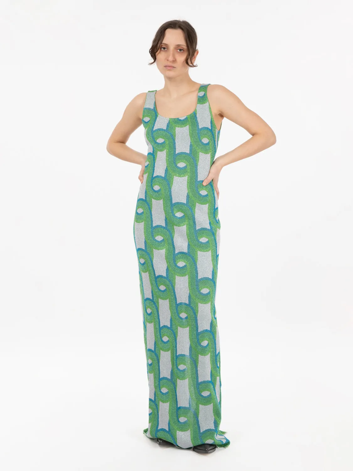 Abito lungo Future verde / multicolor
