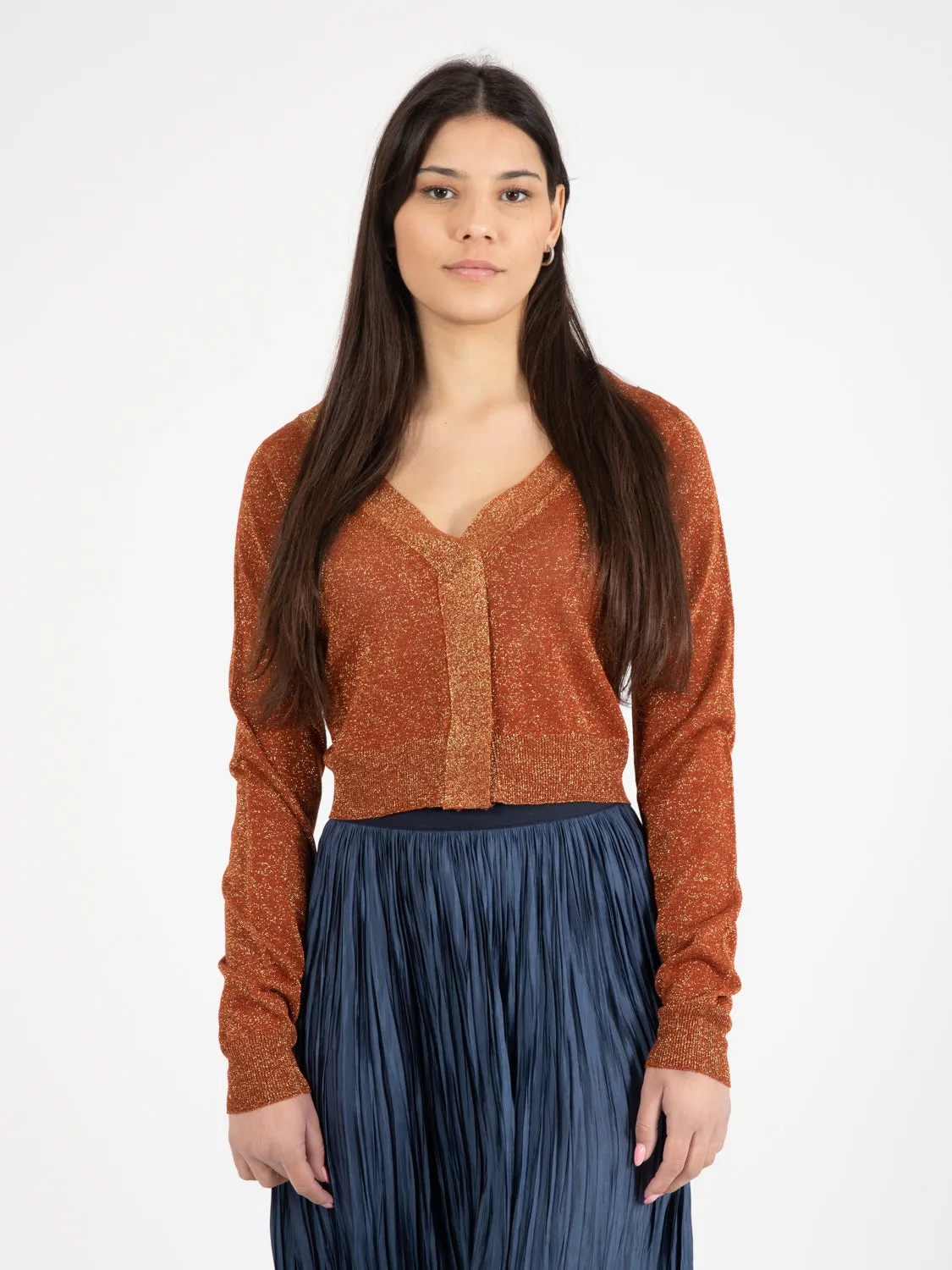 Cardigan in misto viscosa lurex cotto