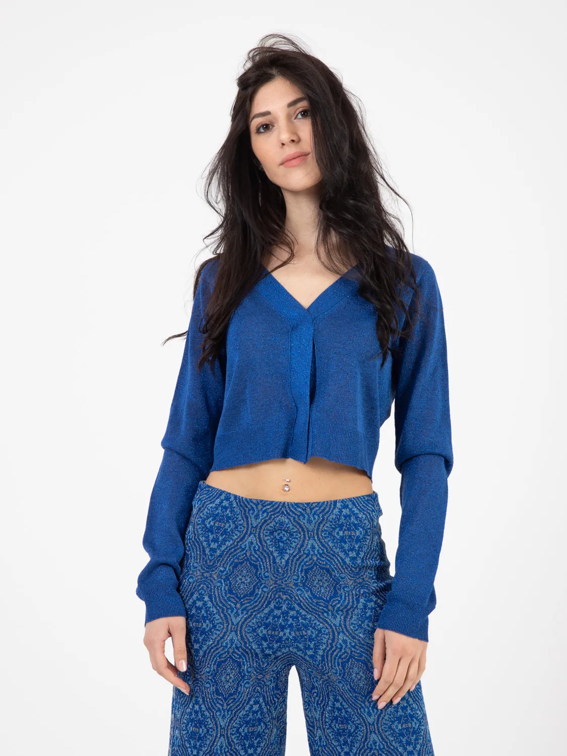 Cardigan in misto viscosa lurex sport