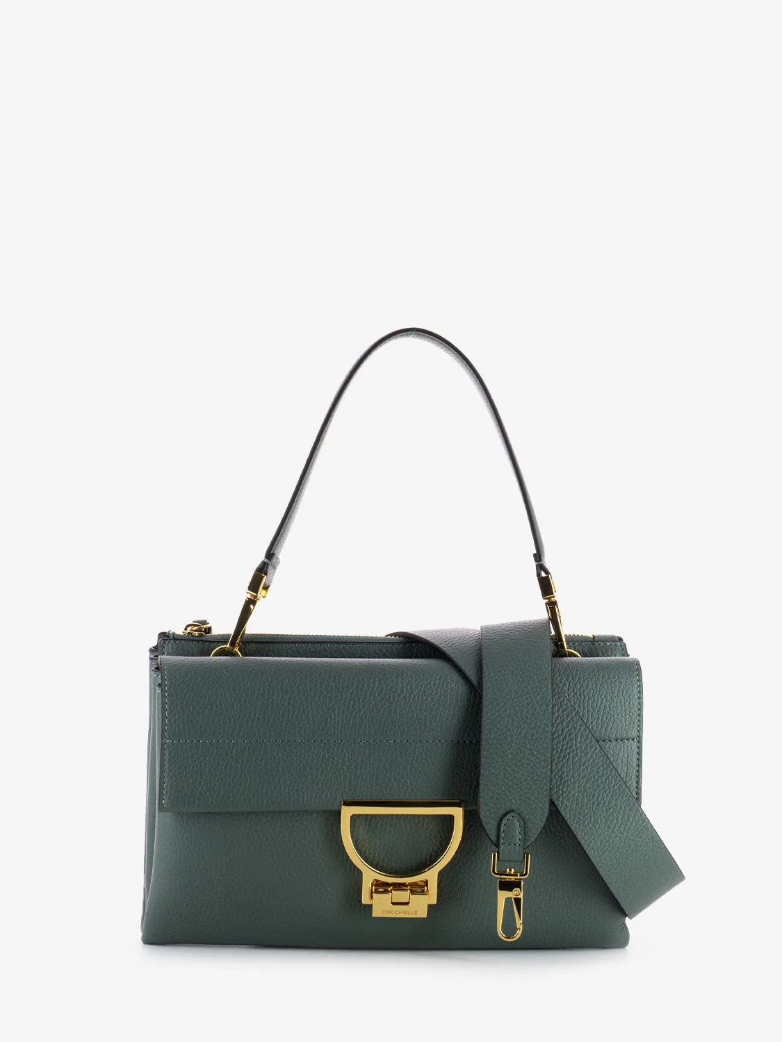 Borsa a spalla grained leather kale green