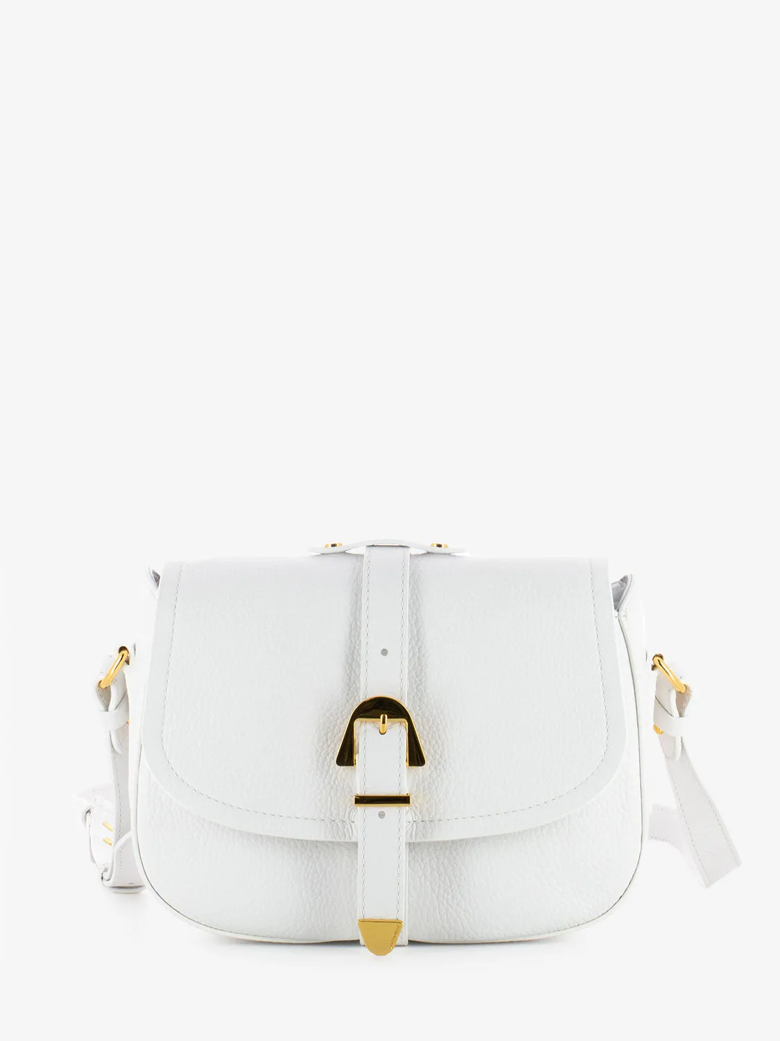 Borsa a tracolla pelle grained brillant white