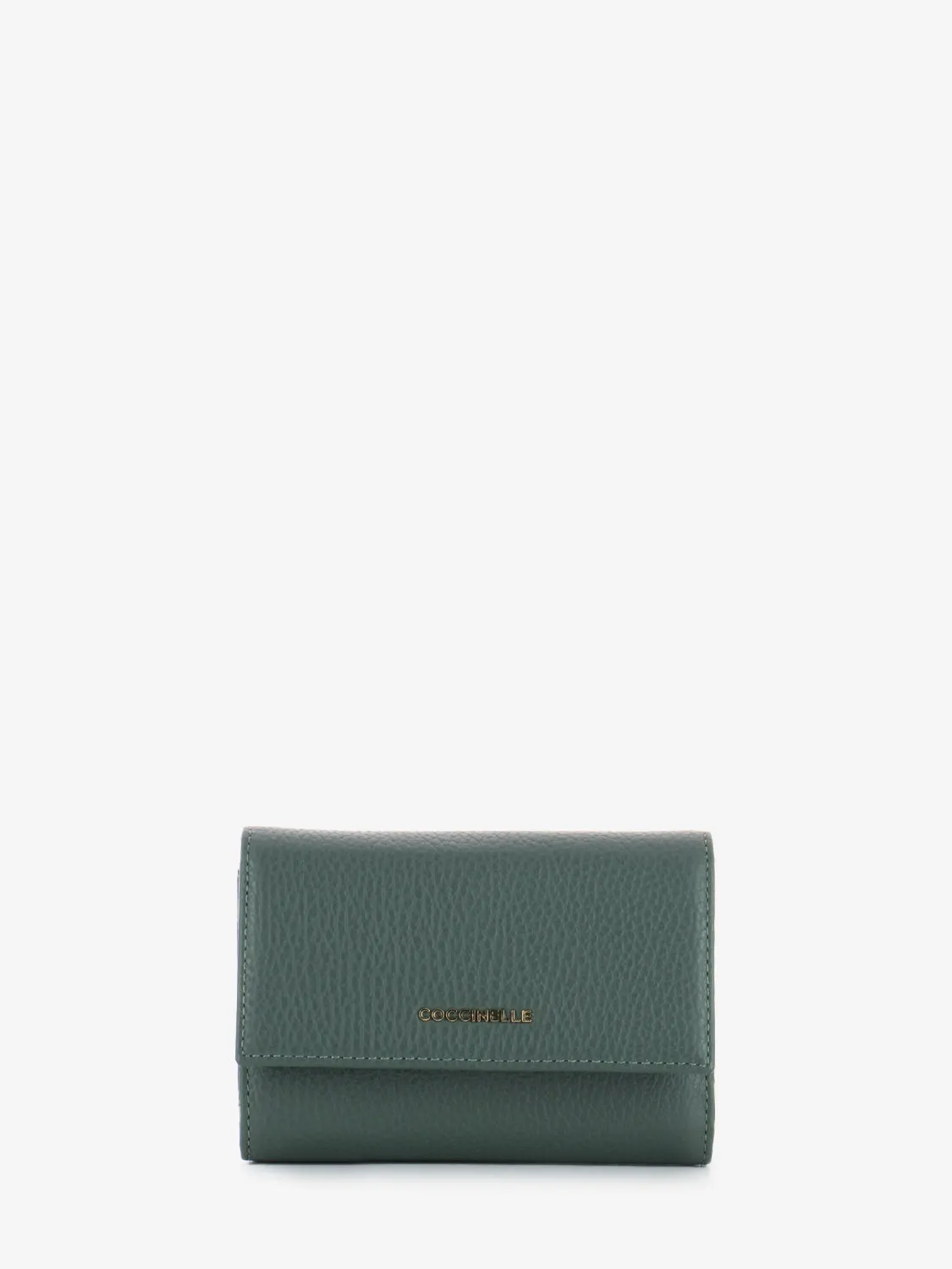 Portafoglio grained leather kale green