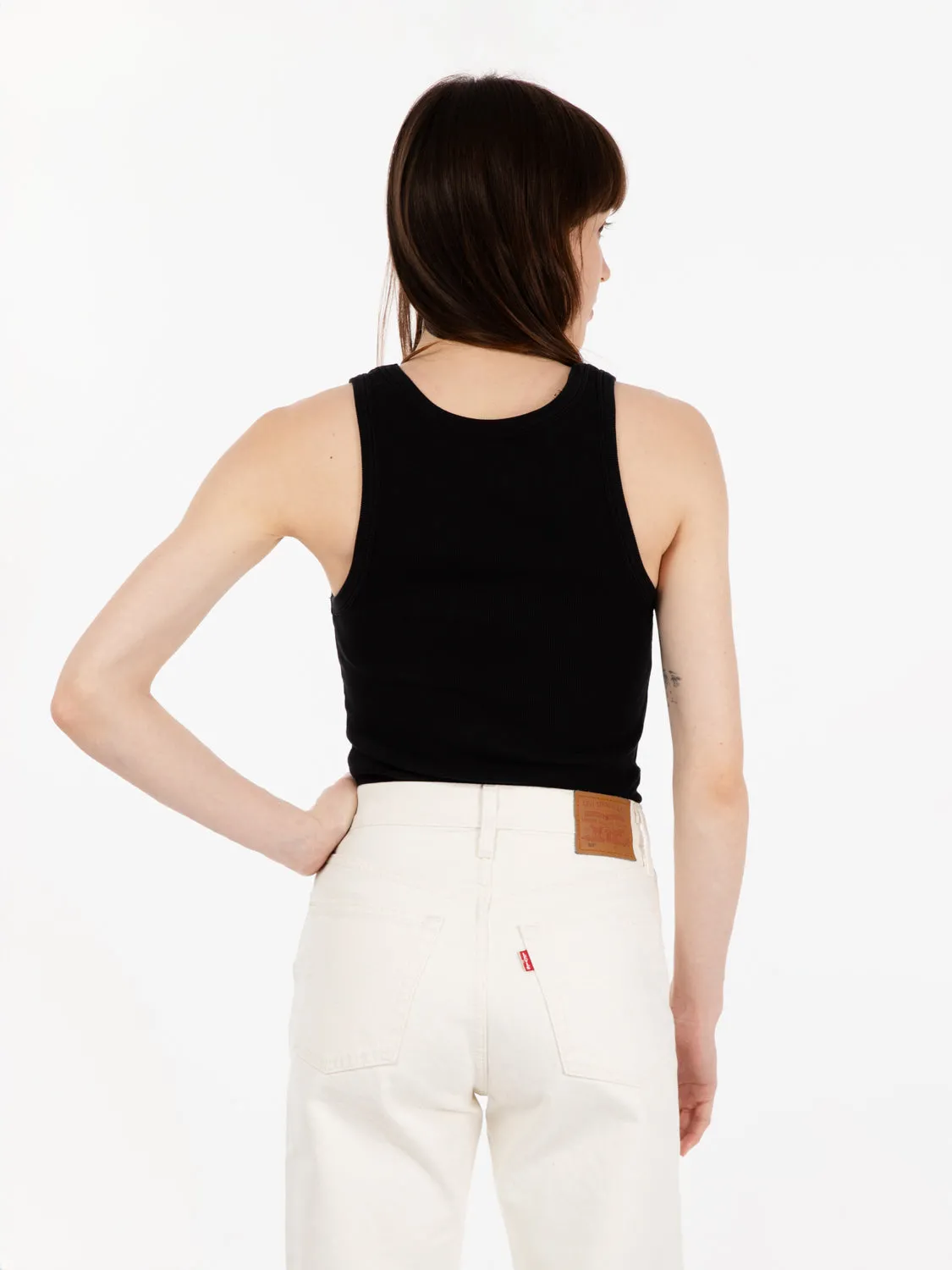 W Organic Rib Tanktops deep black