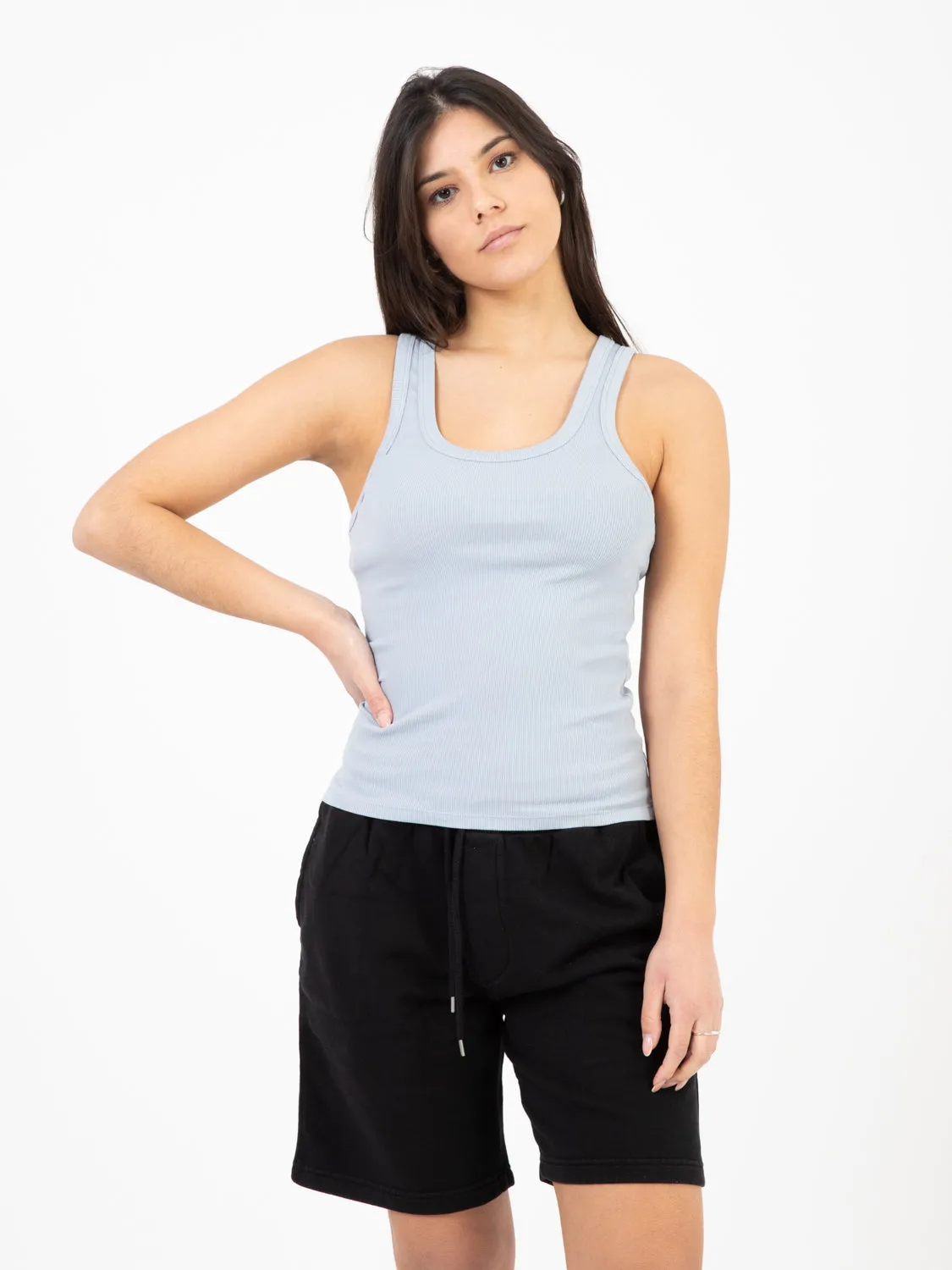 W Organic Rib Tanktops powder blue