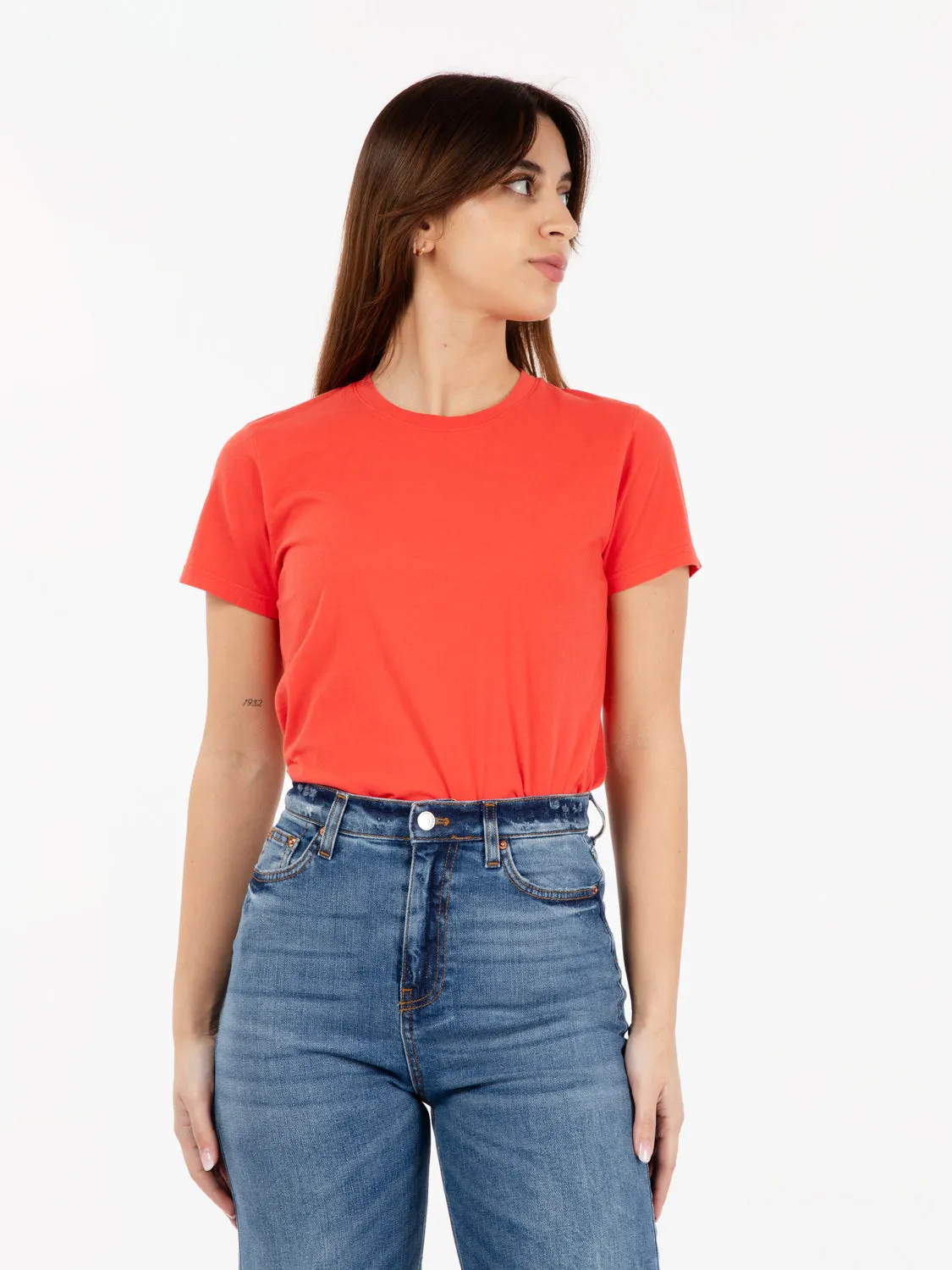 Women light organic tee red tangerine