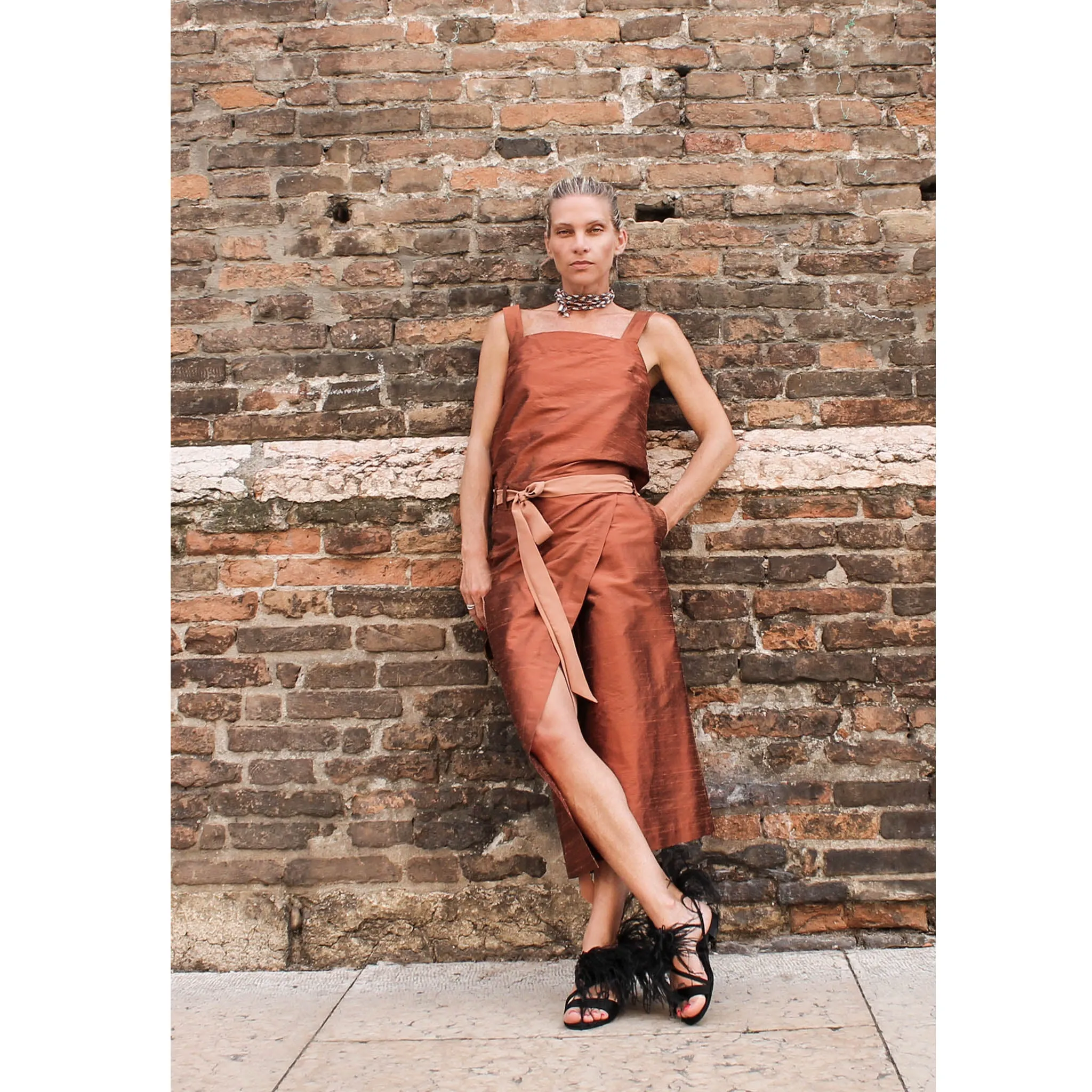 News shantung- gonna- skirt