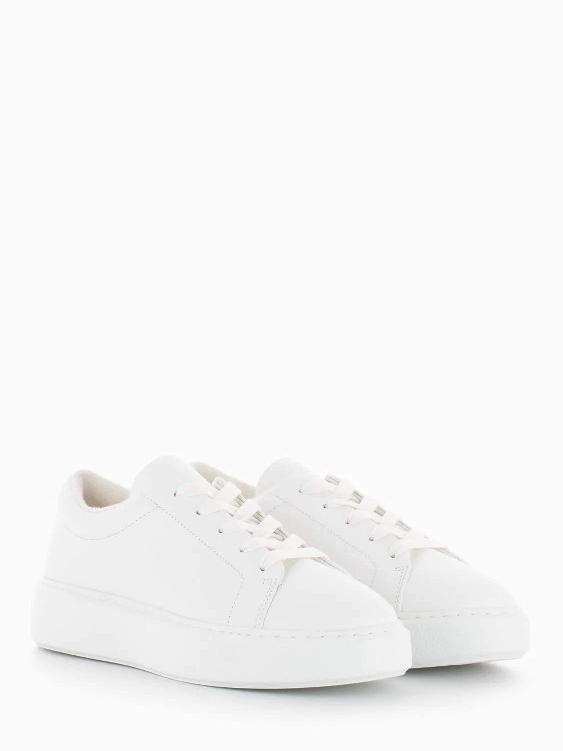 Sneakers W in pelle warm white