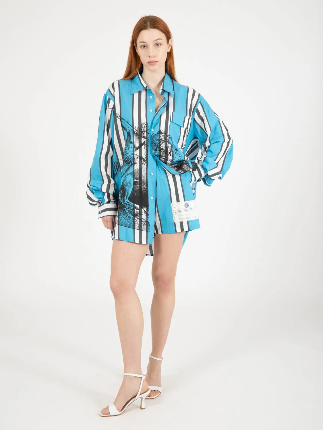 Camicia Erzin Oversized light blue / white