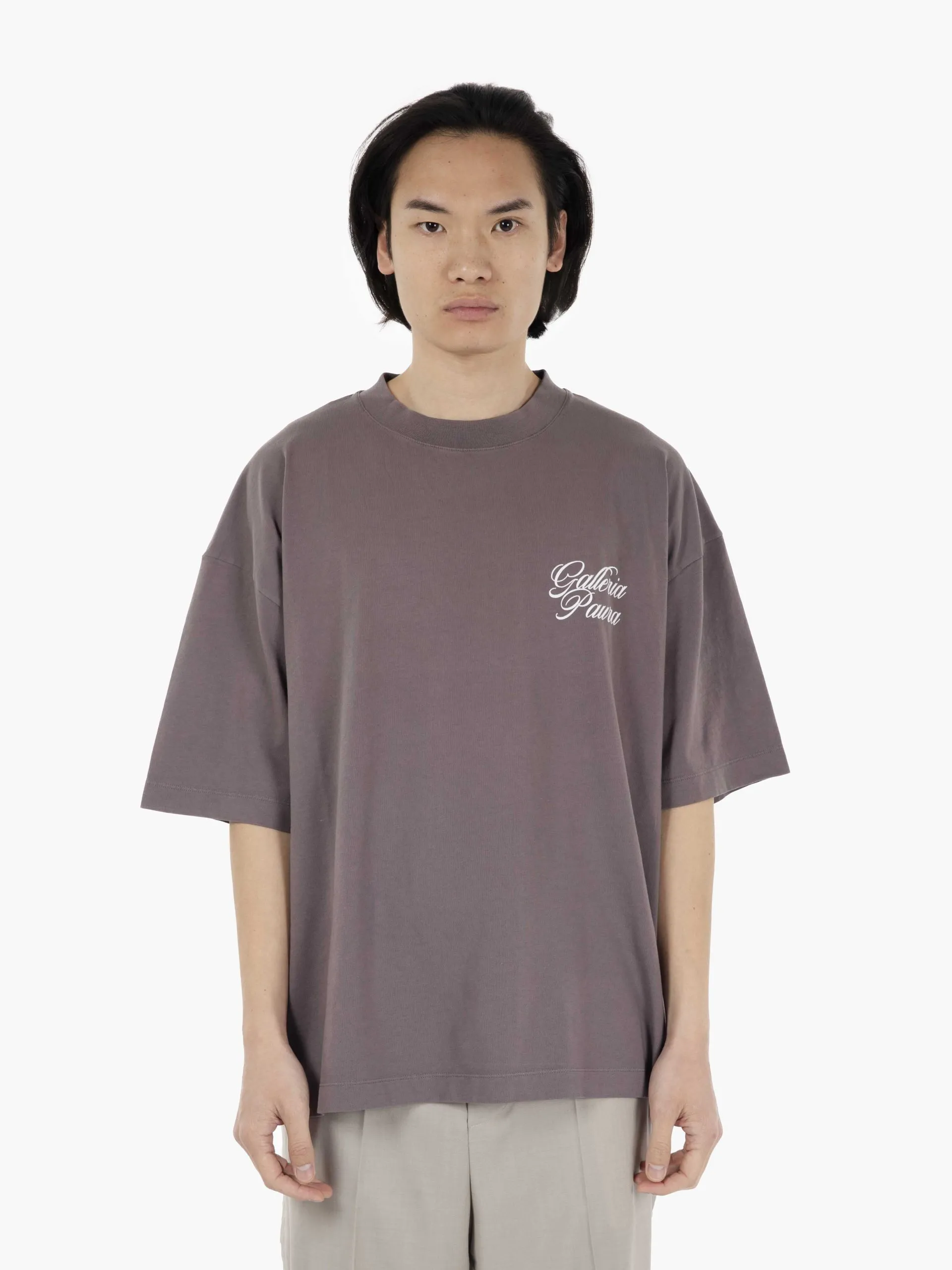 Costa oversized tee stampa lettering plum