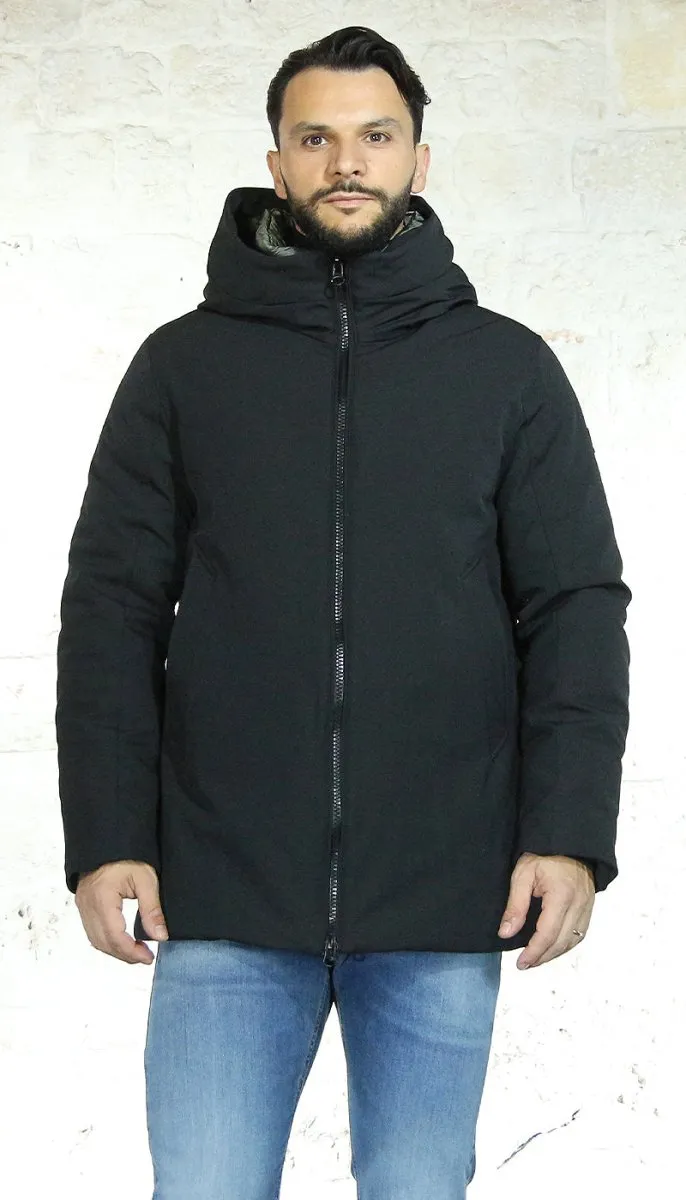 De Lamp Giaccone nero in tessuto con cappuccio