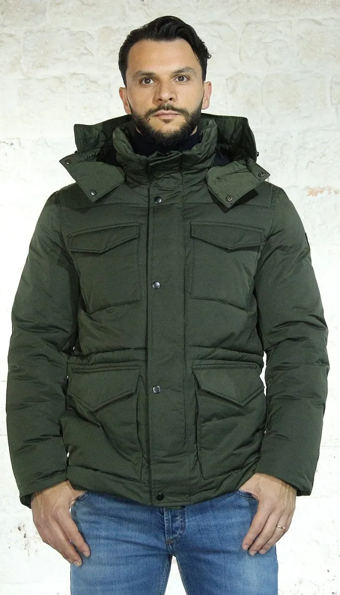 De Lamp Giaccone verde con cappuccio staccabile