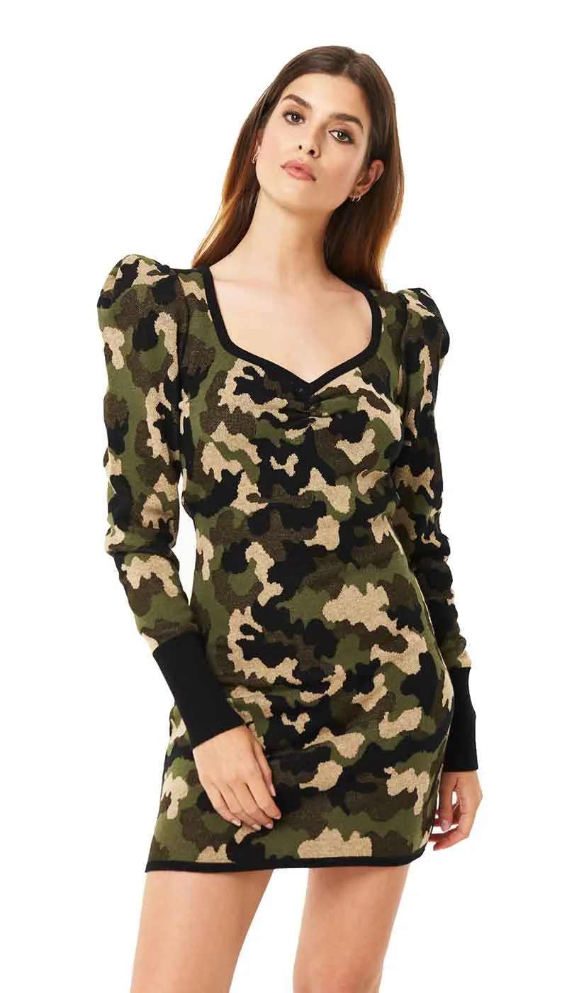 Denny Rose Abito corto donna in maglia lurex stampa camouflage