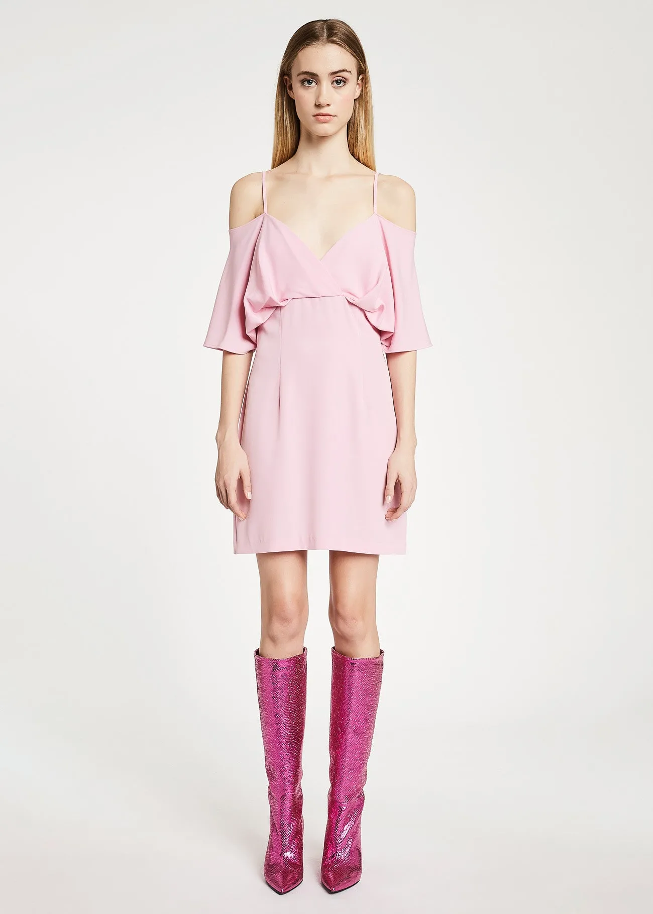 Denny Rose abito donna rosa con scollo stile impero e spalline.