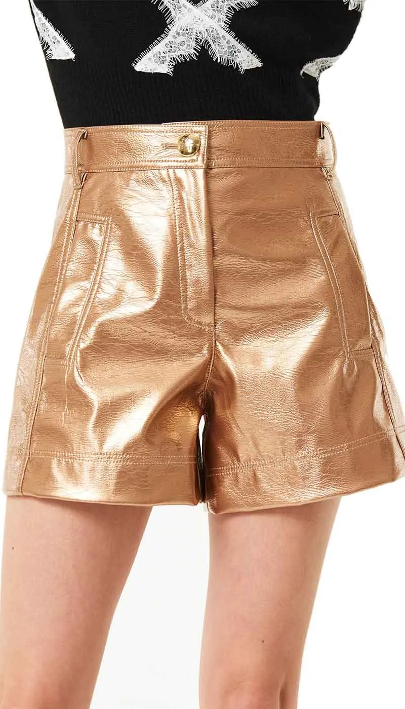 Denny Rose Shorts in similpelle vintage oro.