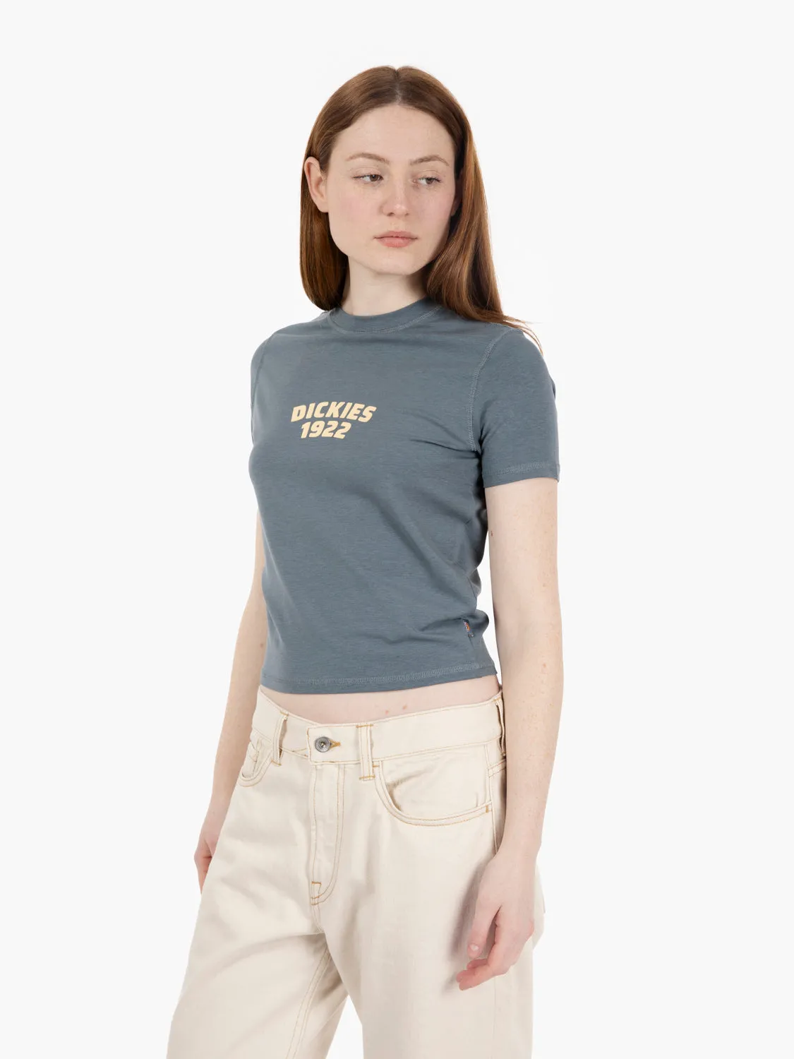 Center logo SS tee W stormy weather