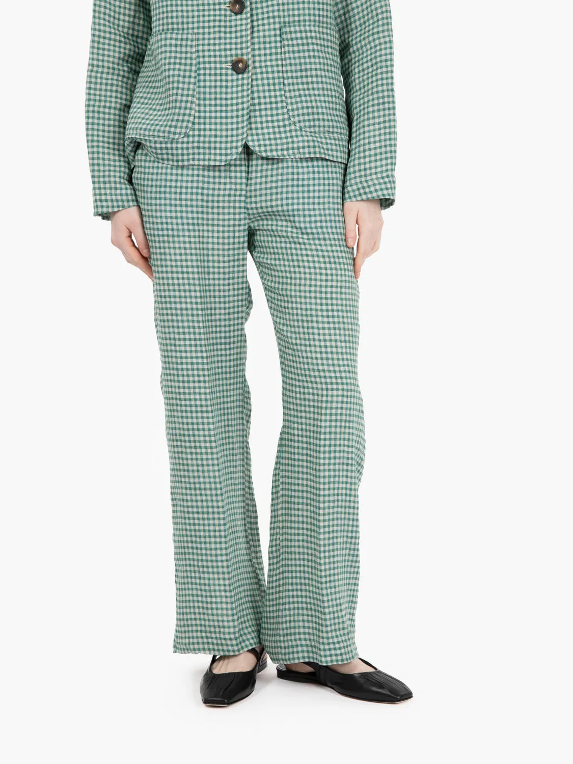 Pantaloni vichy verde / bianco