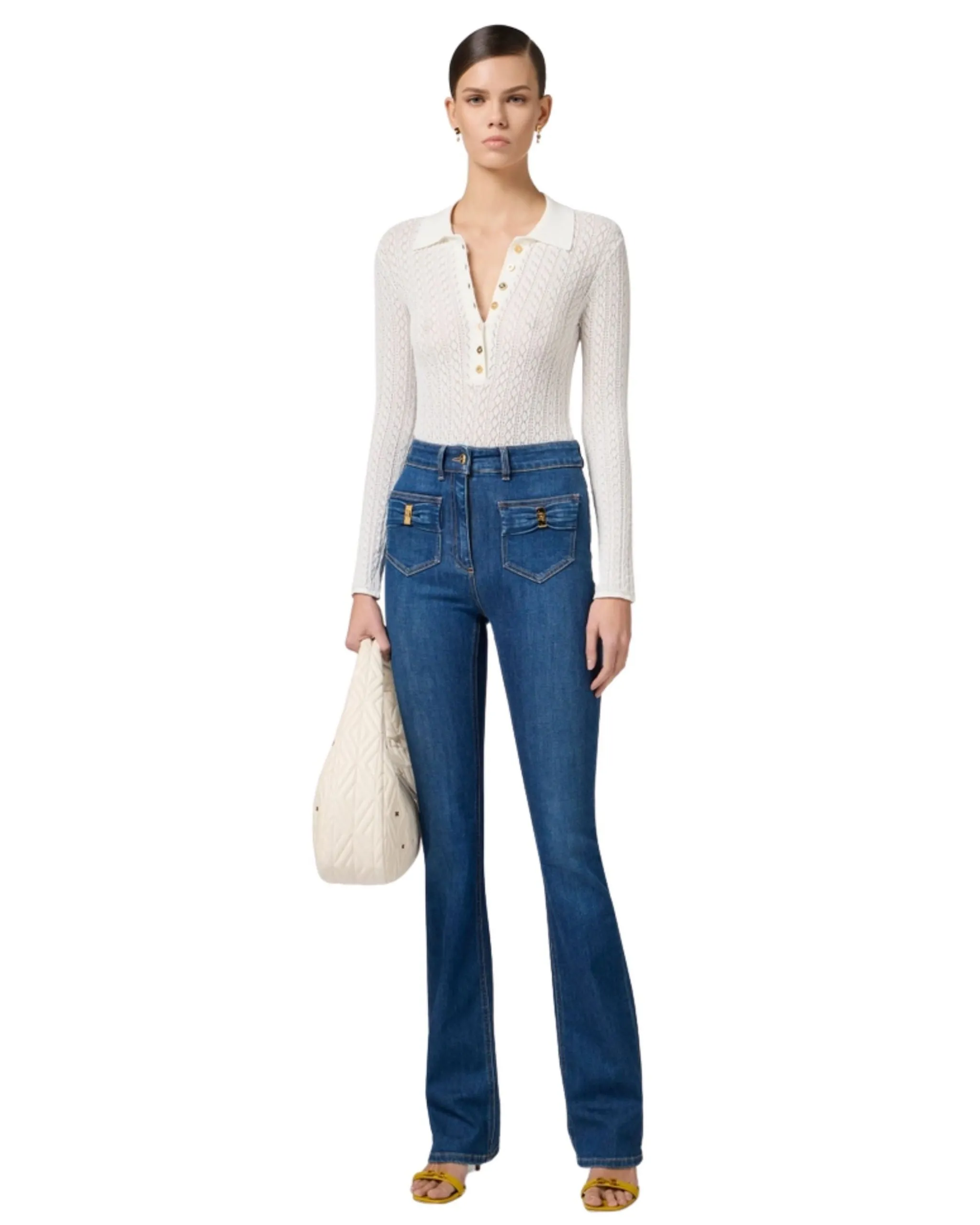 Elisabetta Franchi jeans a palazzo con fiocco