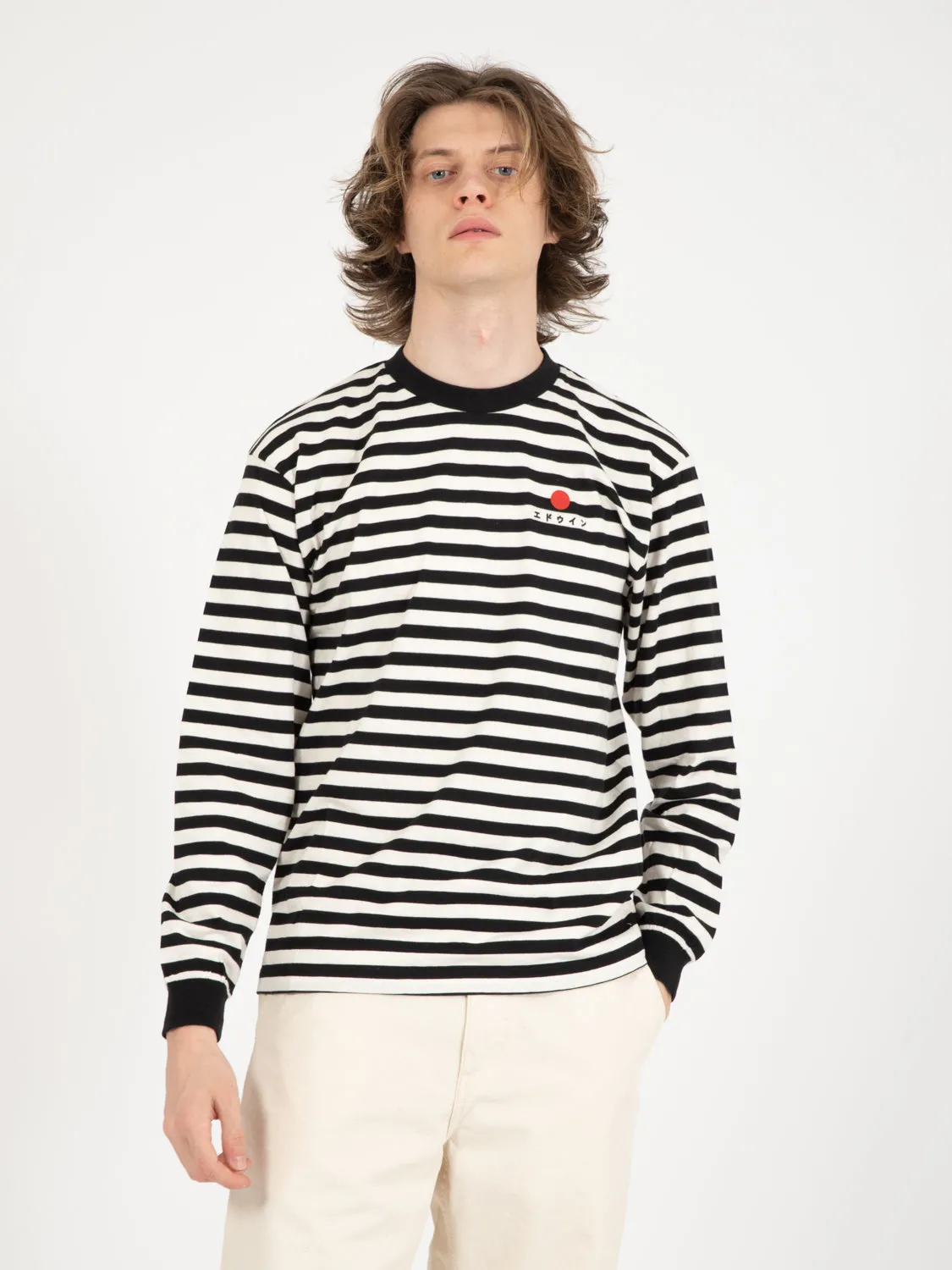 Basic Stripe TS LS black / white