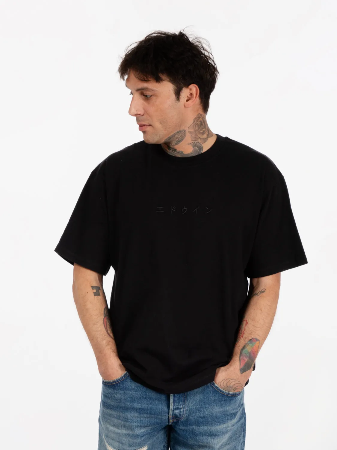 T-Shirt Katakana Embroidery black