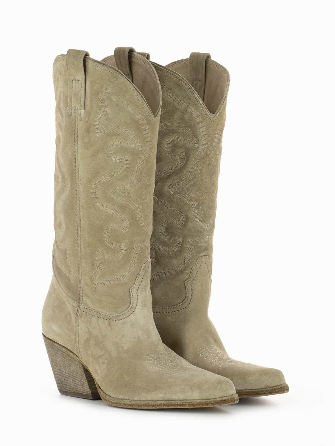 Stivali texani velour conchiglia