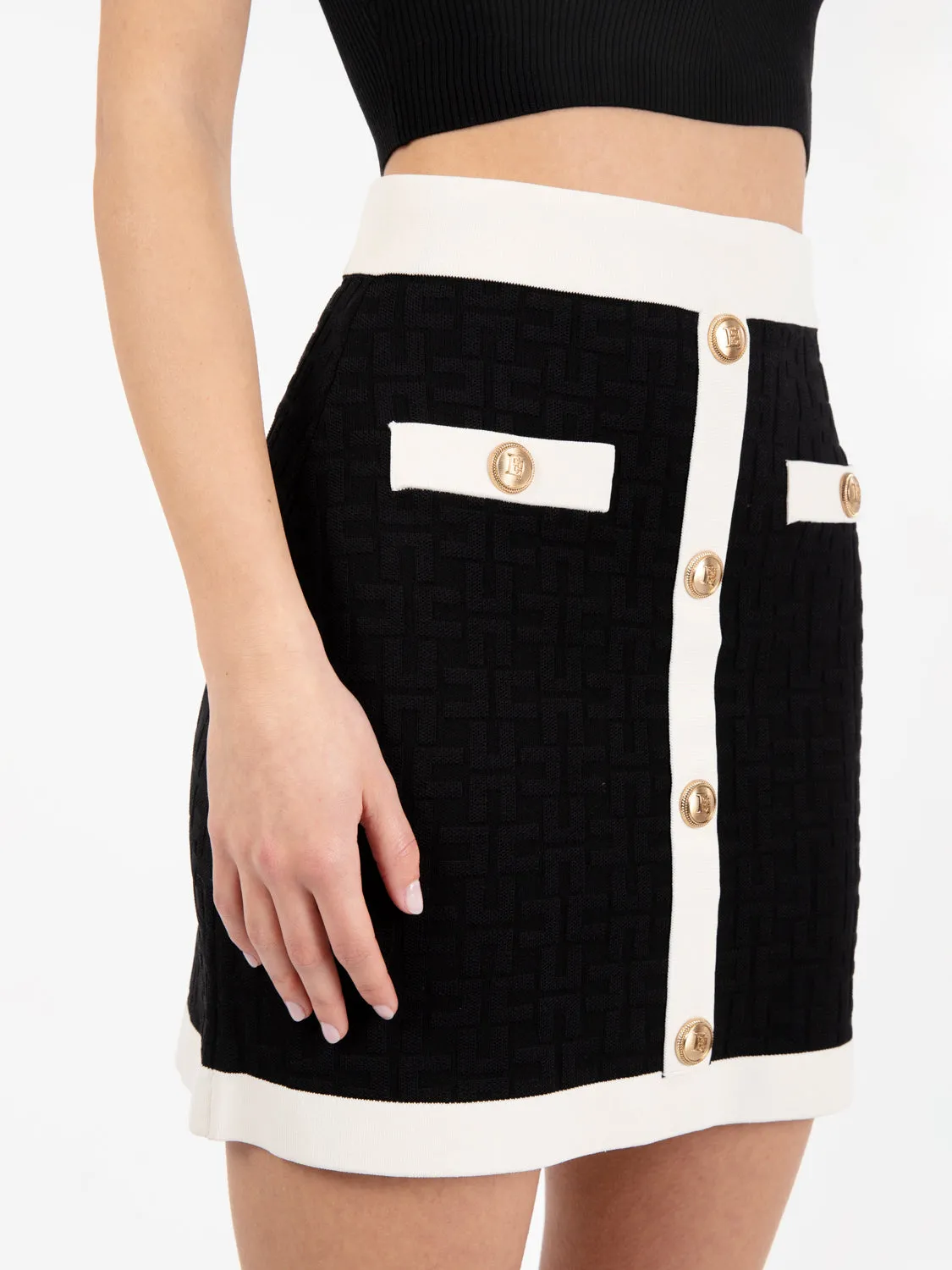 Gonna in maglia con logo nero