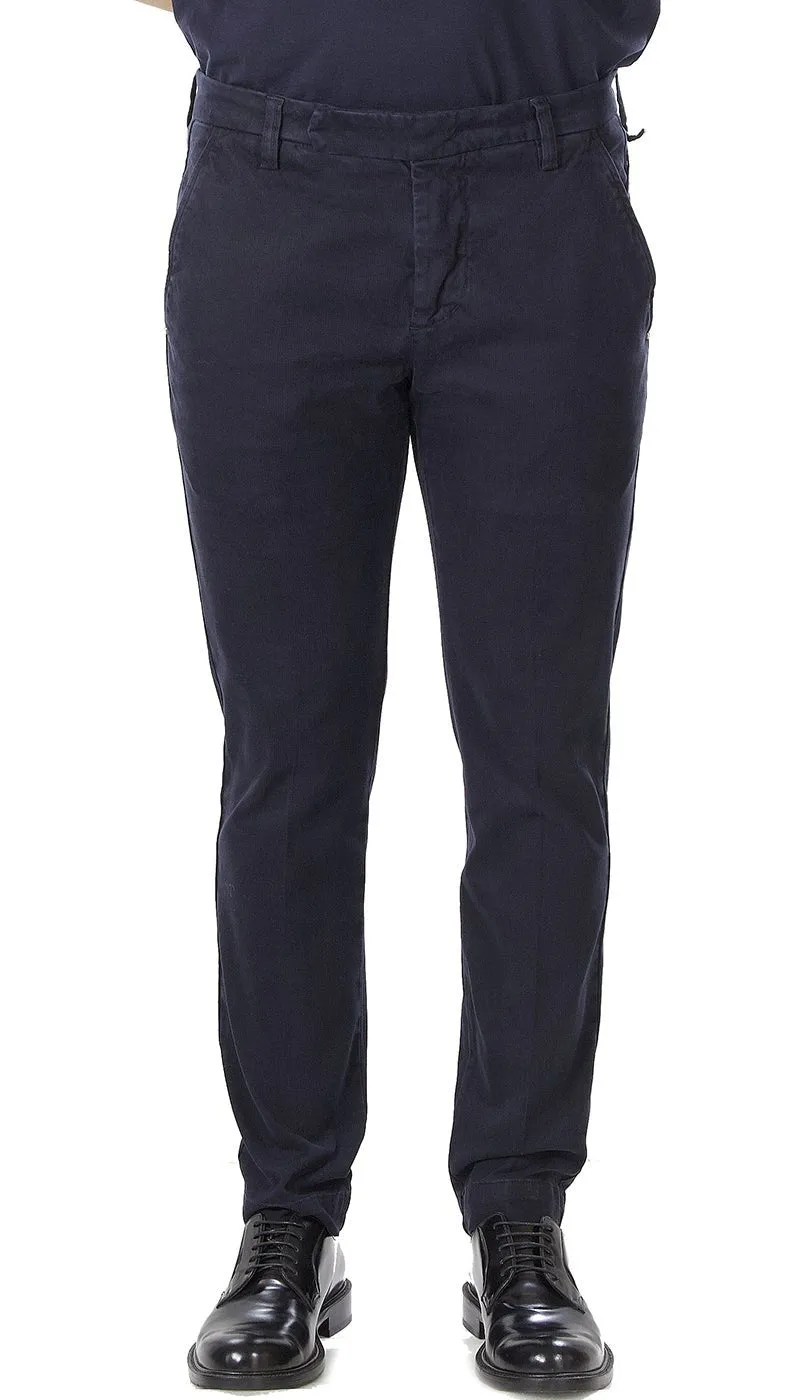 Entre Amis Collezione O'Sart Pantalone blu in raso di cotone corto con cinturino.